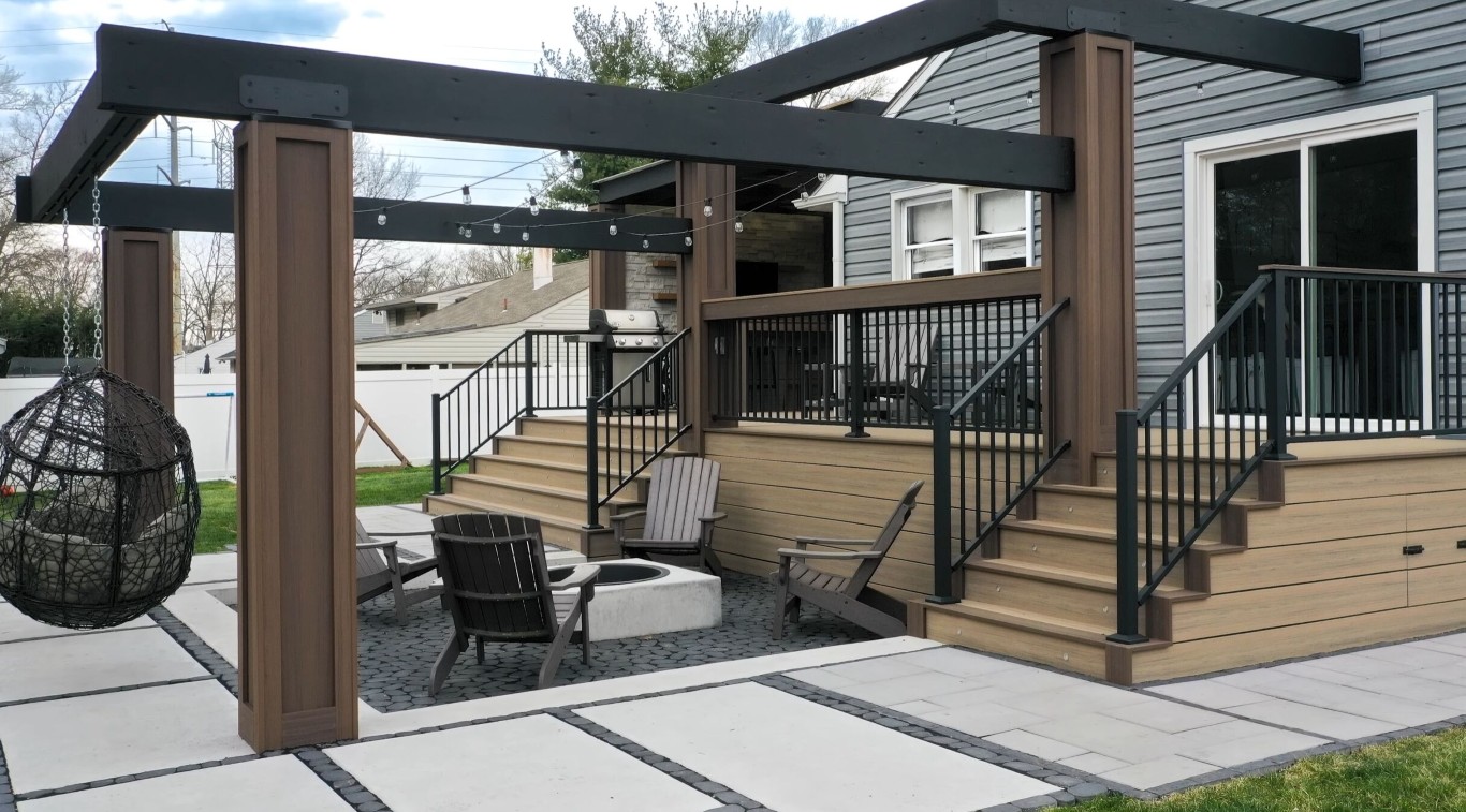 Custom deck with pergola and patio seating area in Odessa, TX